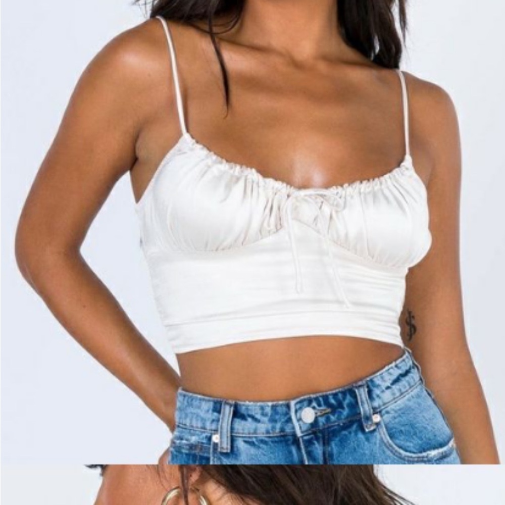 Princess Polly Champagne Ruched Crop Top